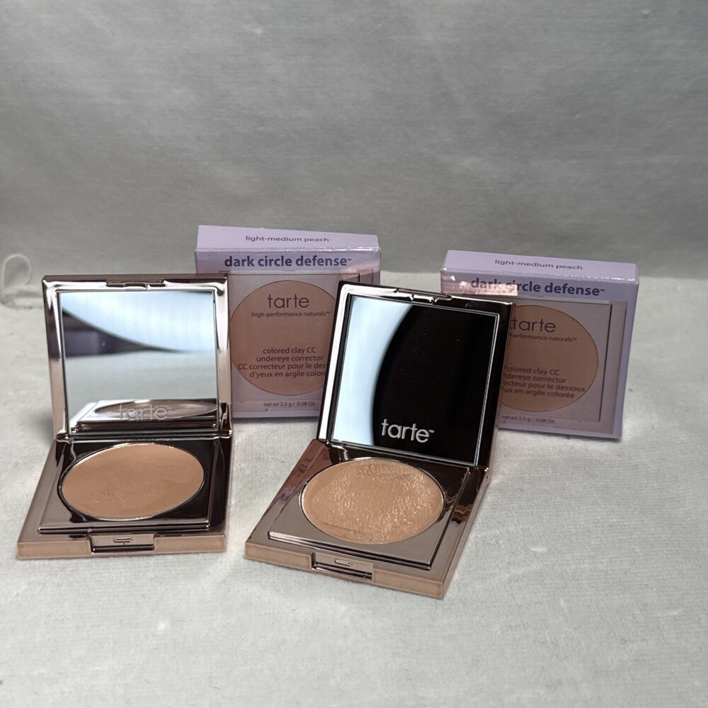 2 X Tarte Dark Circle Defense Under Eye Concealer MEDIUM TAN PEACH FLAWED See Pi